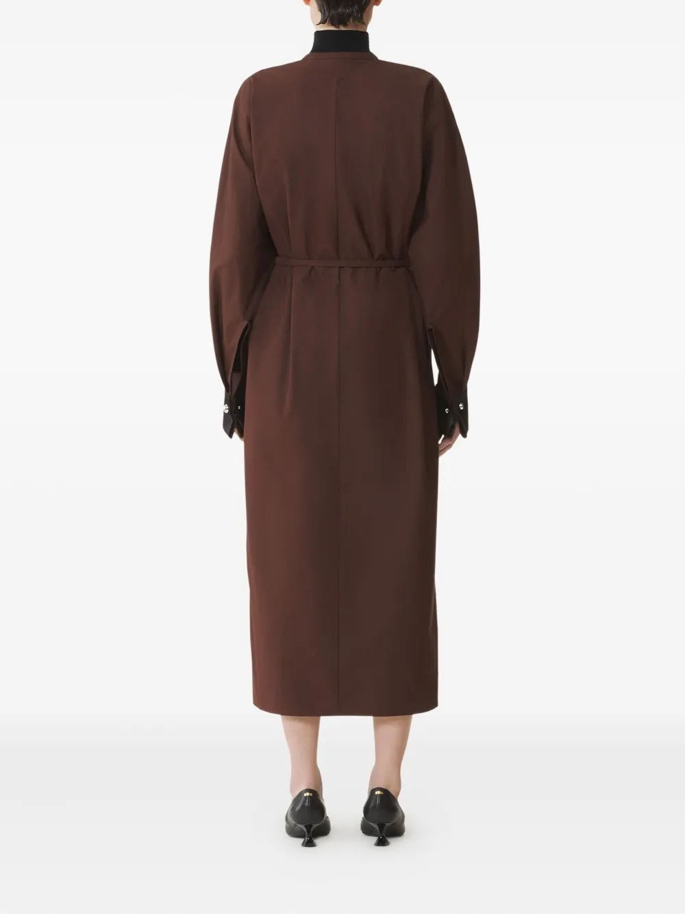 Lanvin Belted Midi Dress In Brown