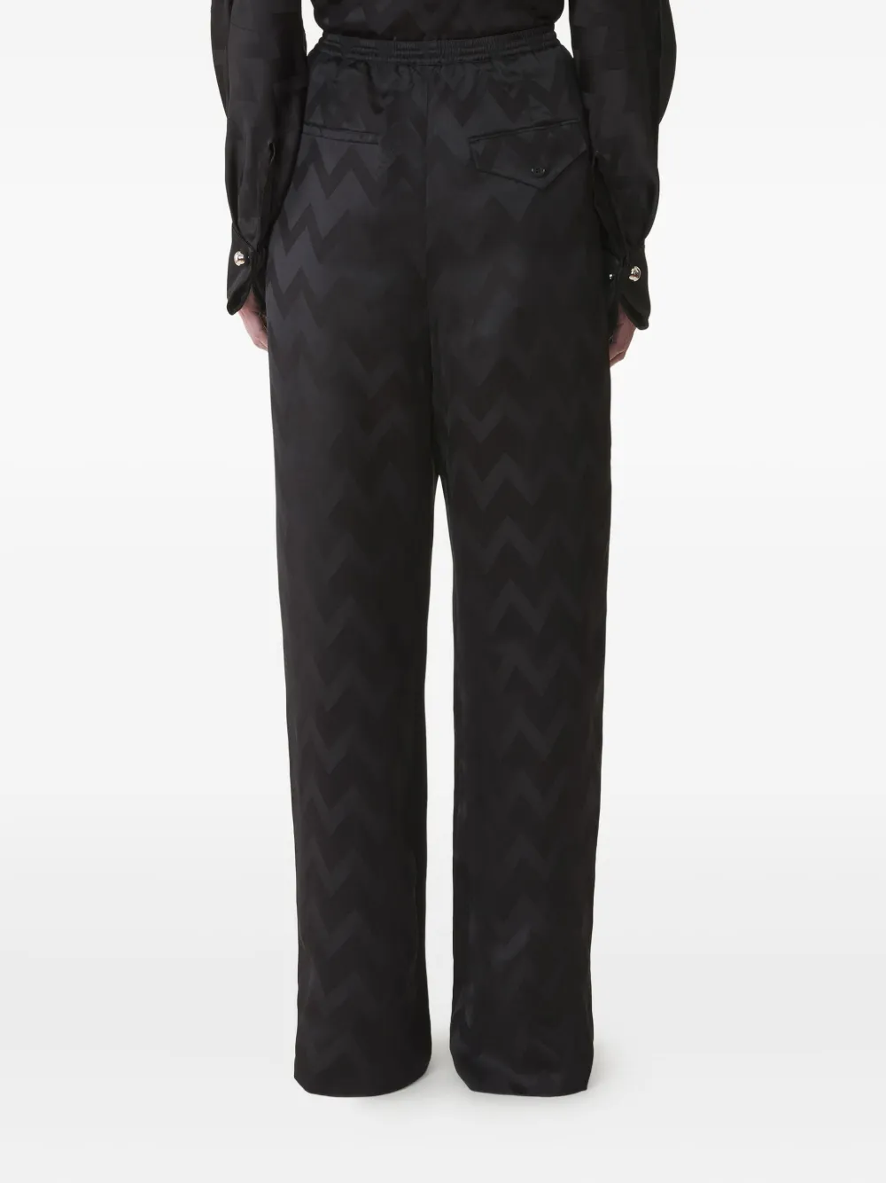 Lanvin Chevron-pattern Drawstring Trousers In Black