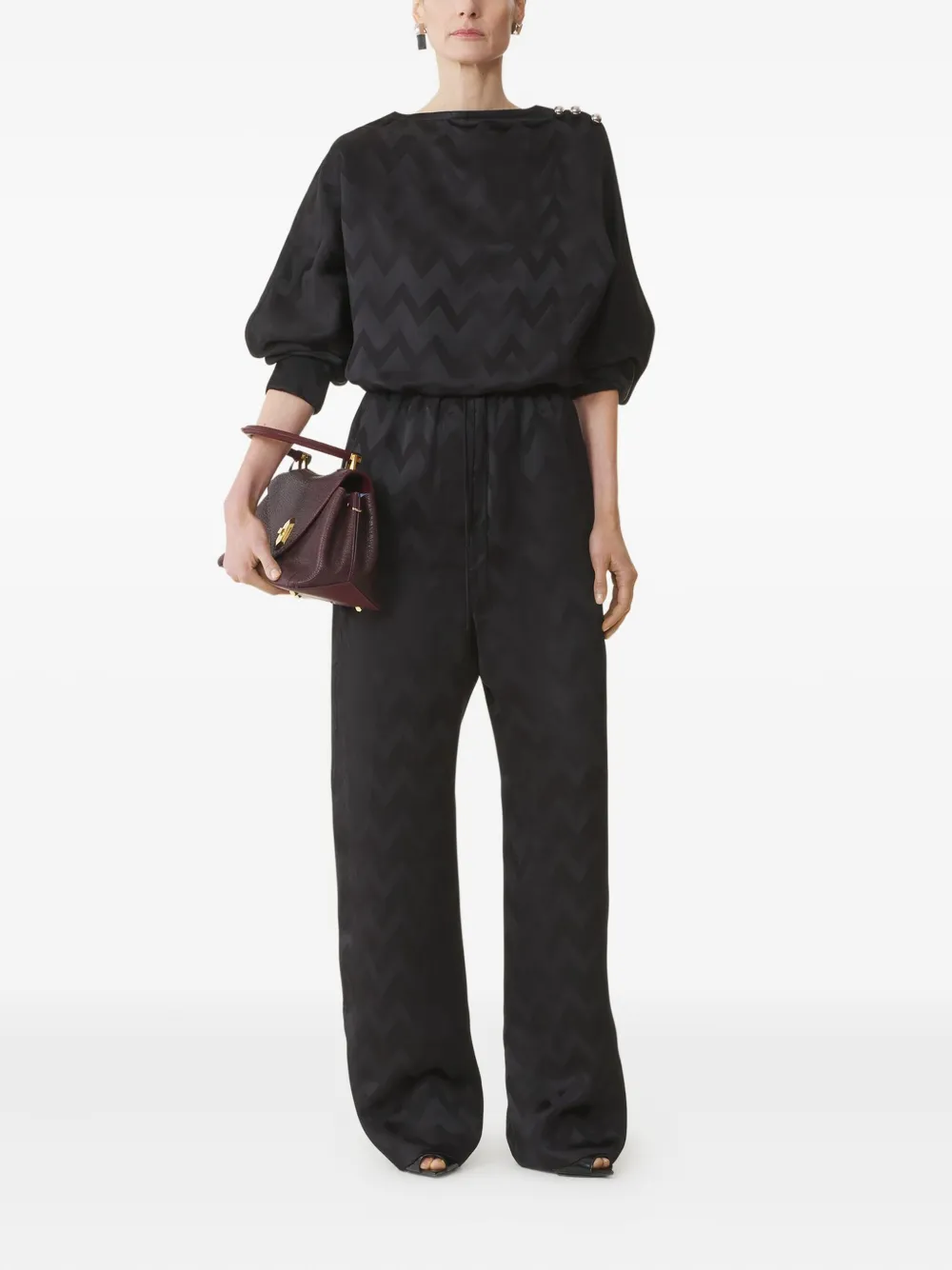 Lanvin Chevron-pattern Drawstring Trousers In Black