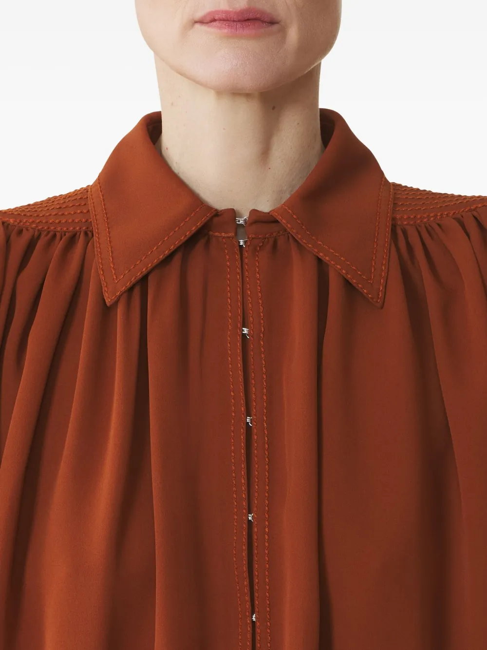 Lanvin Puffed-sleeve Button Top In Orange