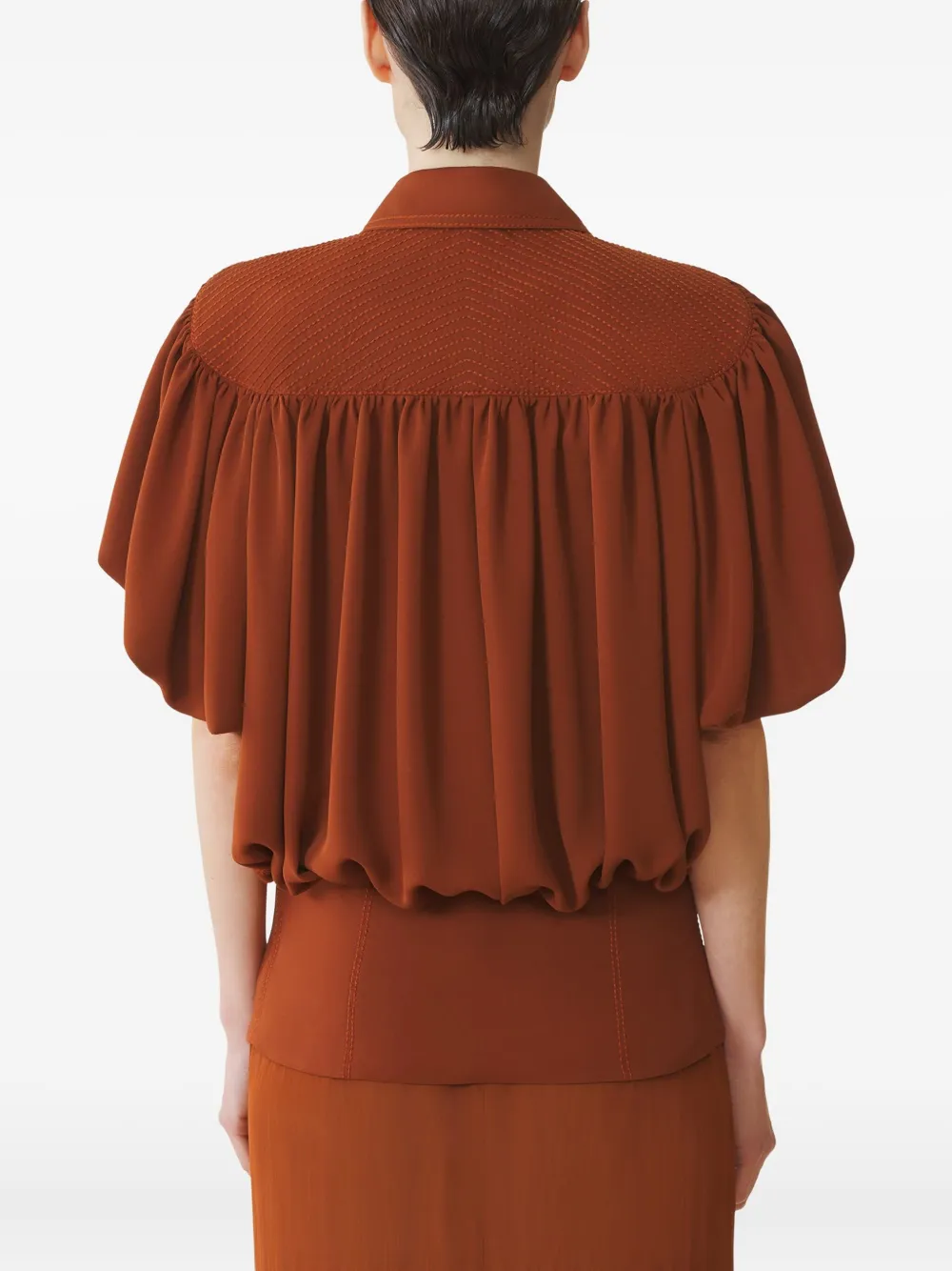 Lanvin Puffed-sleeve Button Top In Orange
