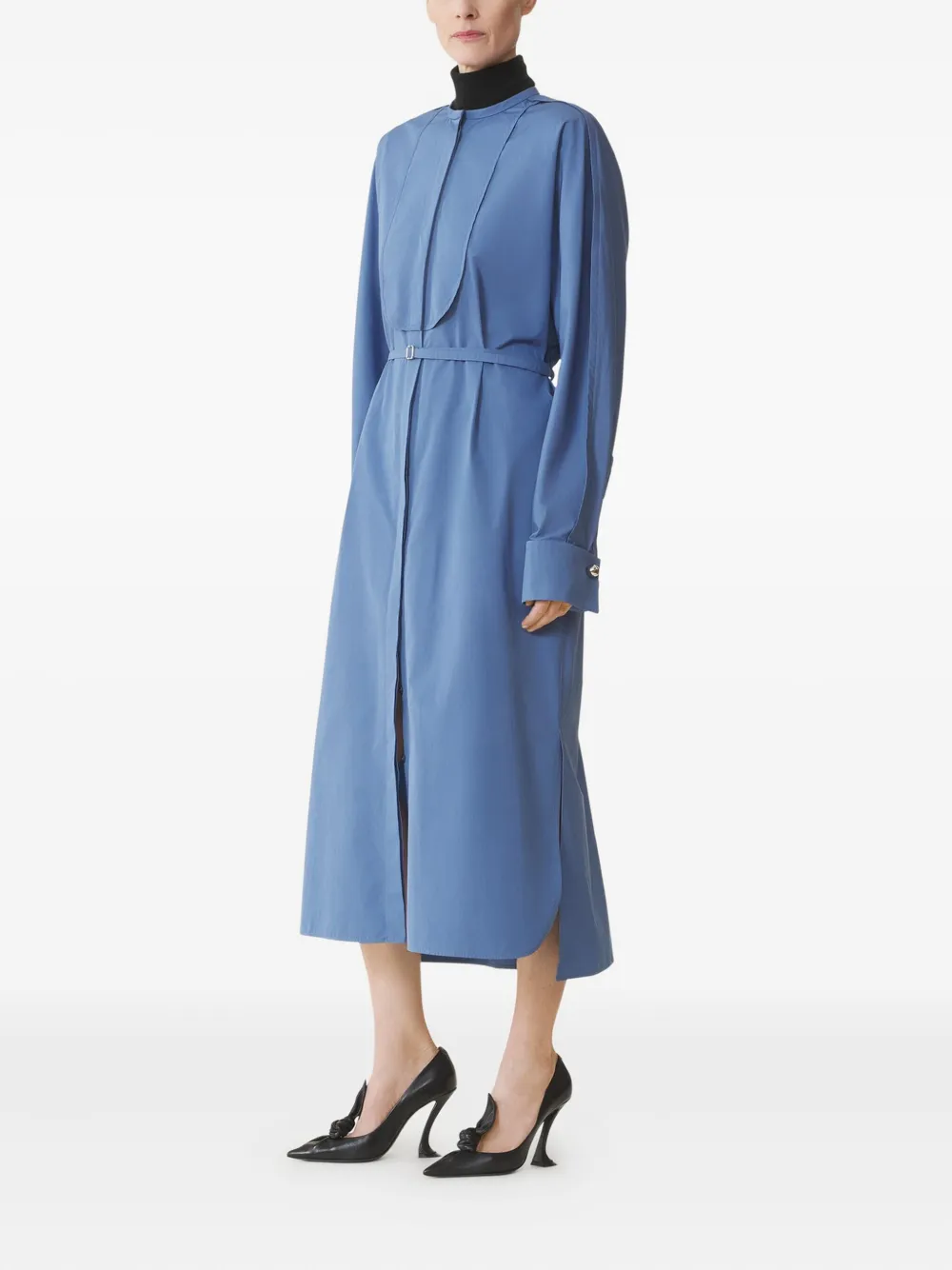 Lanvin Belted Midi Dress In Blue