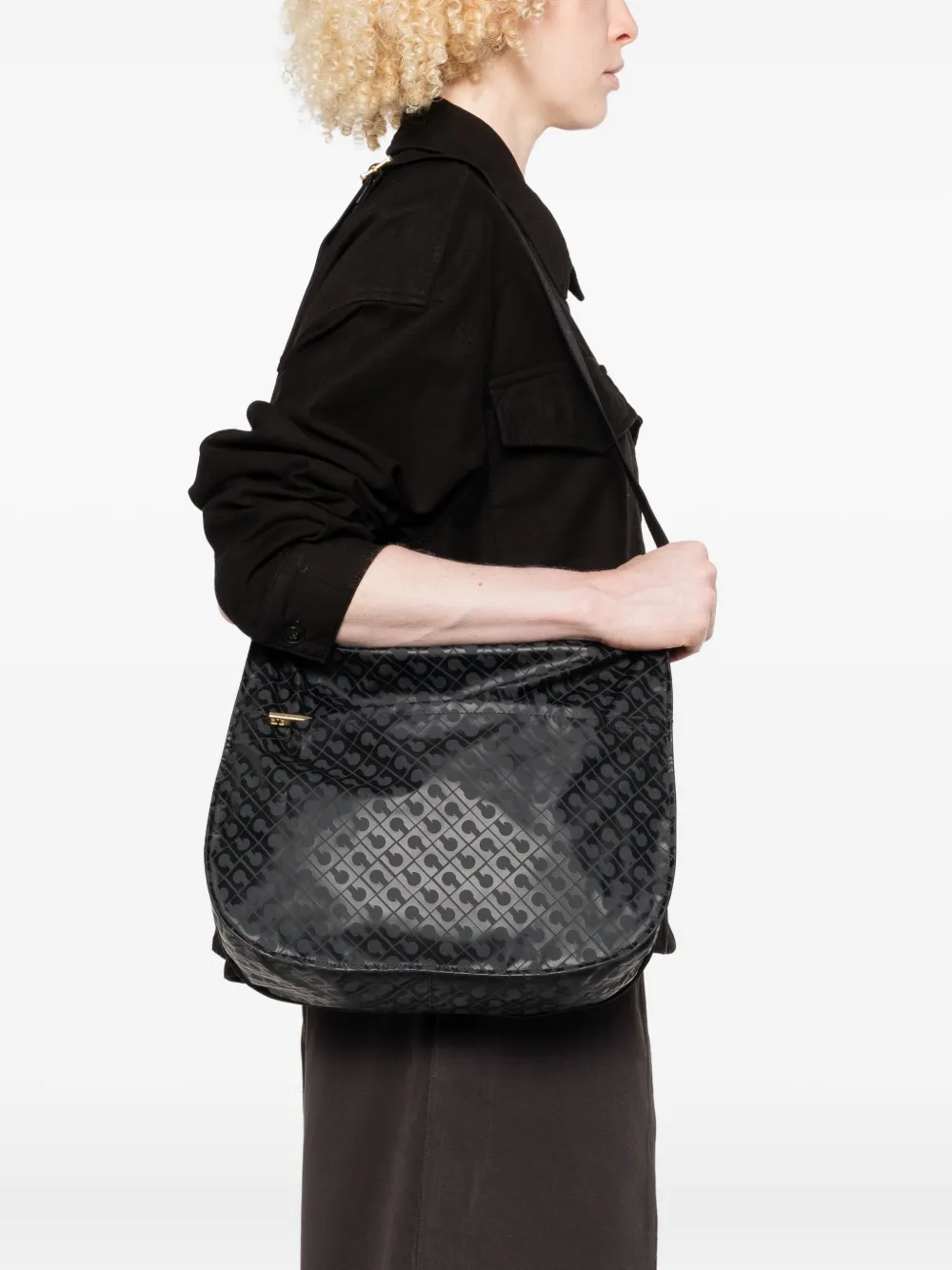 Gherardini Monogram-pattern Satchel Bag In Gray