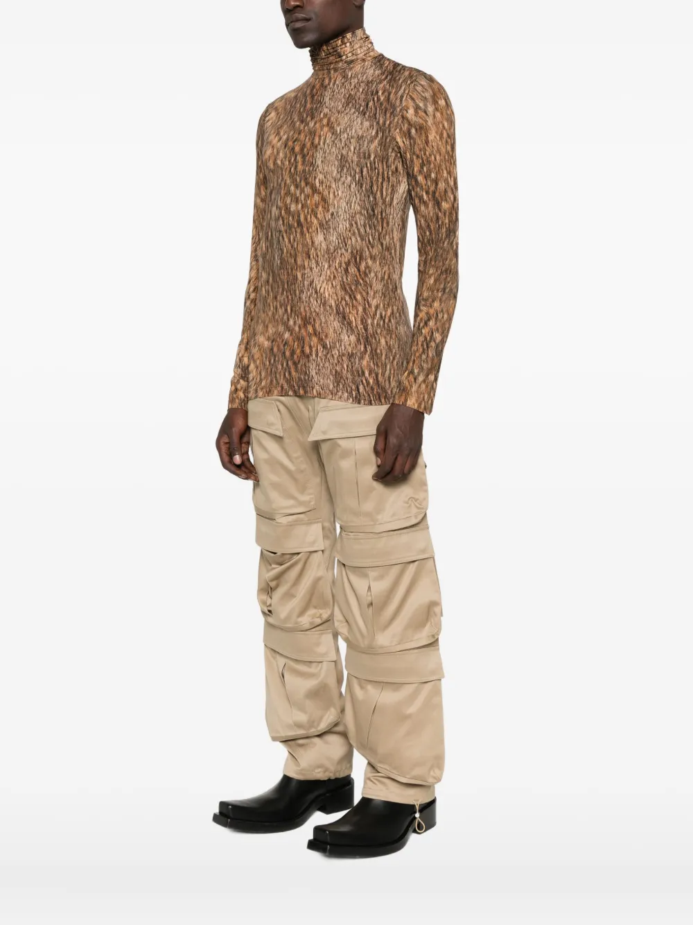 MM6 Maison Margiela Top met col en dierenprint Bruin
