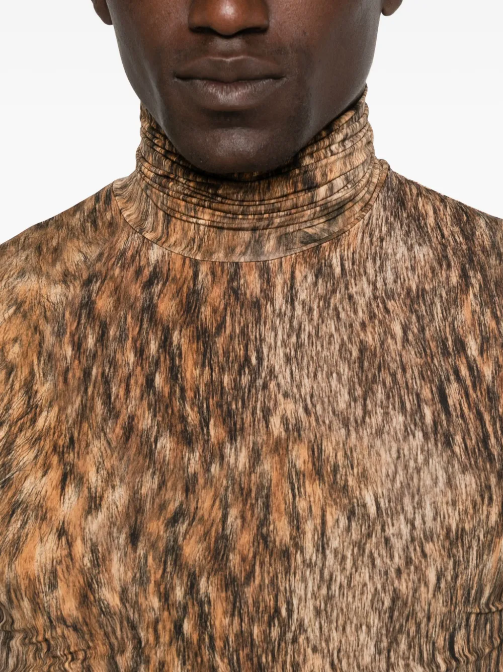 MM6 Maison Margiela Top met col en dierenprint Bruin