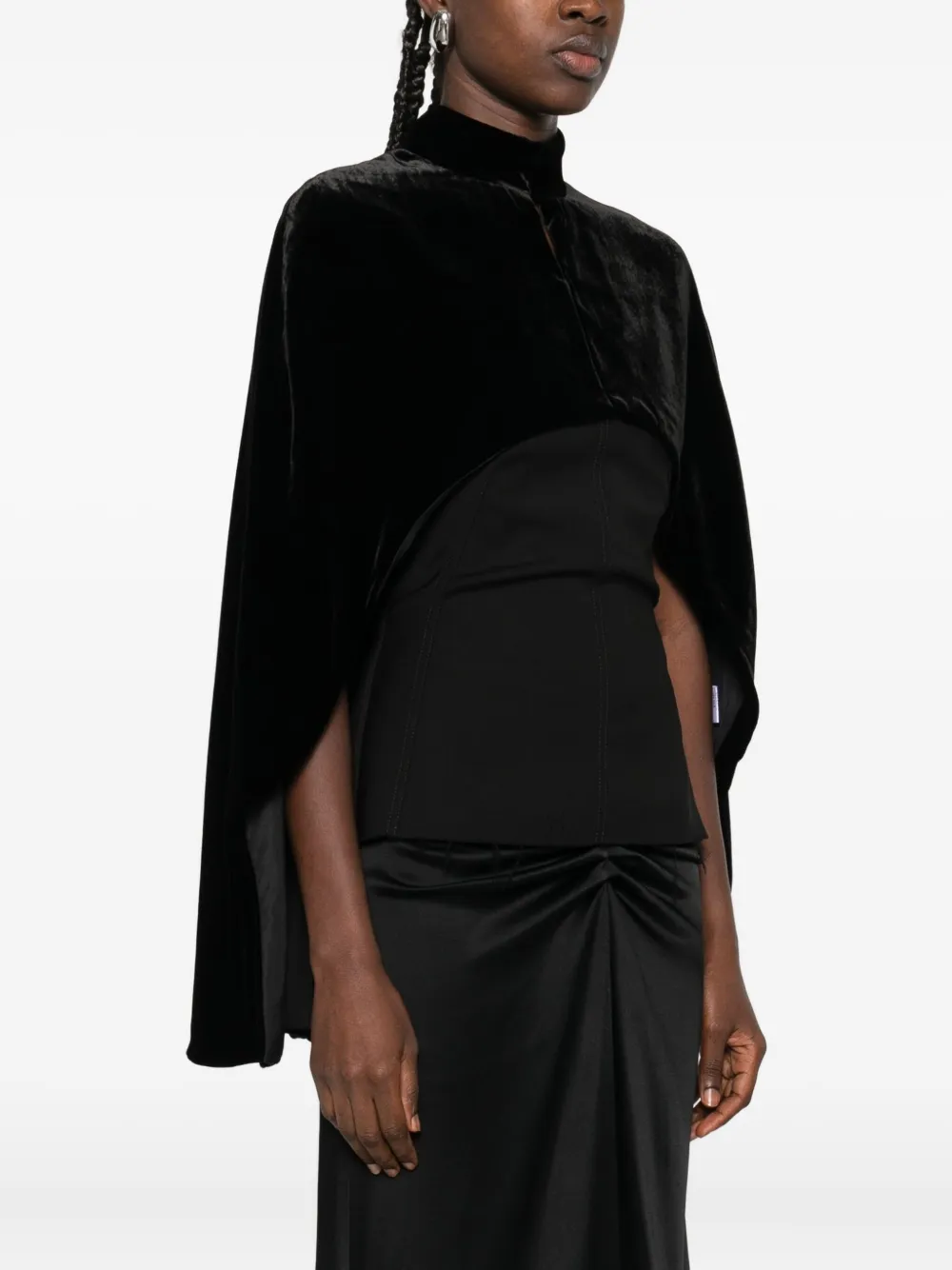 Raquel Diniz Palmas Velvet High-neck Cape In Black