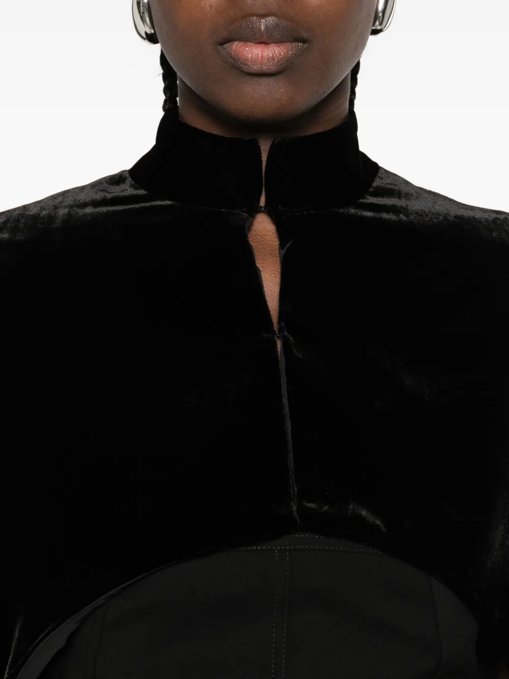Raquel Diniz Palmas Velvet High-neck Cape In Black