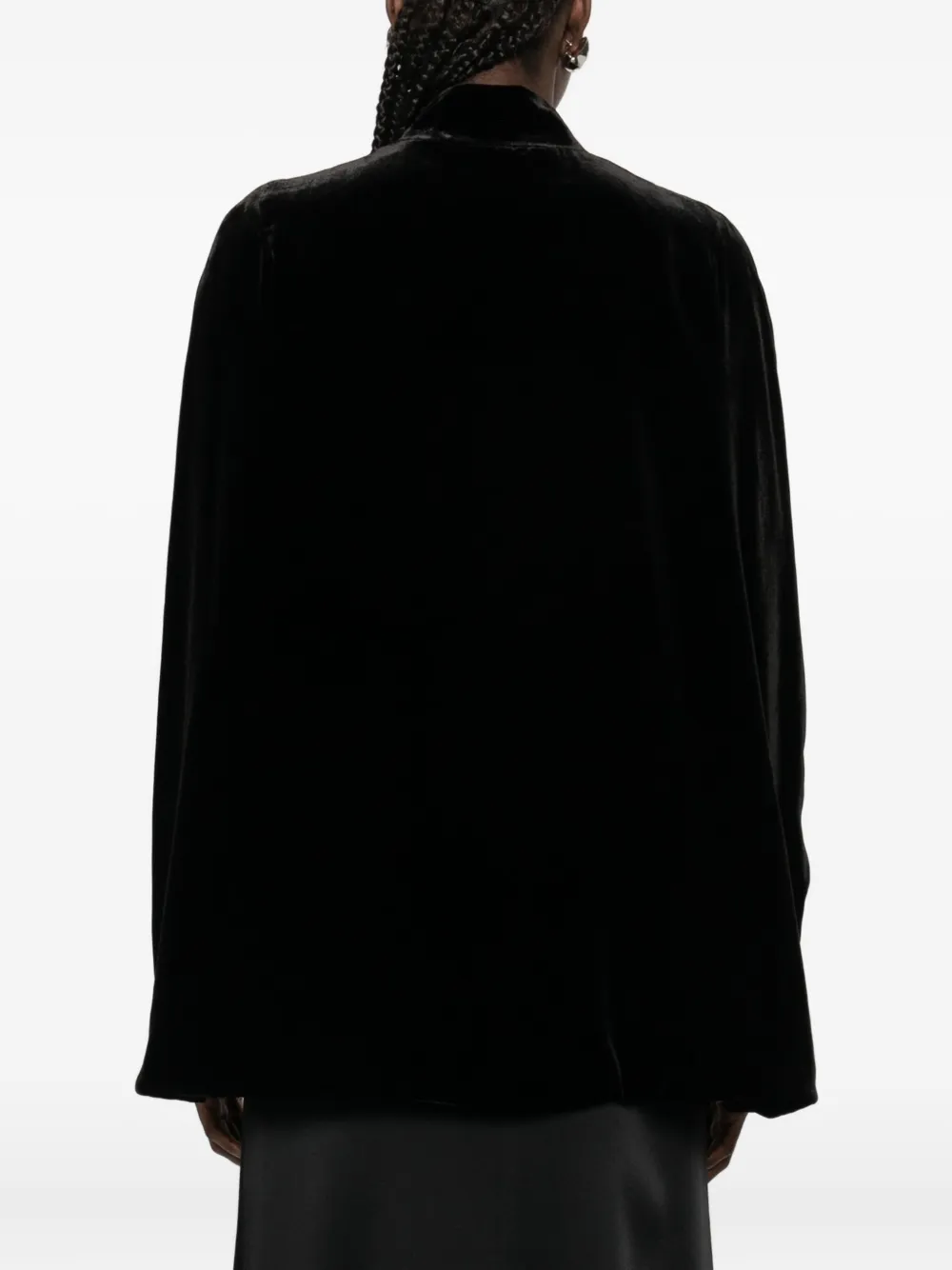 Raquel Diniz Palmas Velvet High-neck Cape In Black