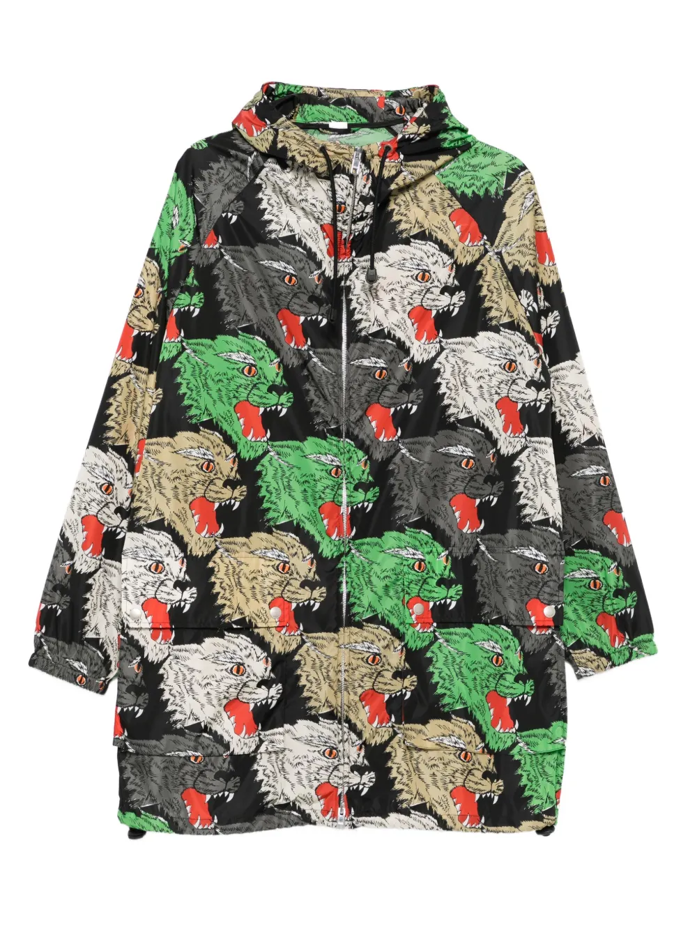 Gucci Pre-Owned 2020s animal-print hooded coat | Black | Image 1