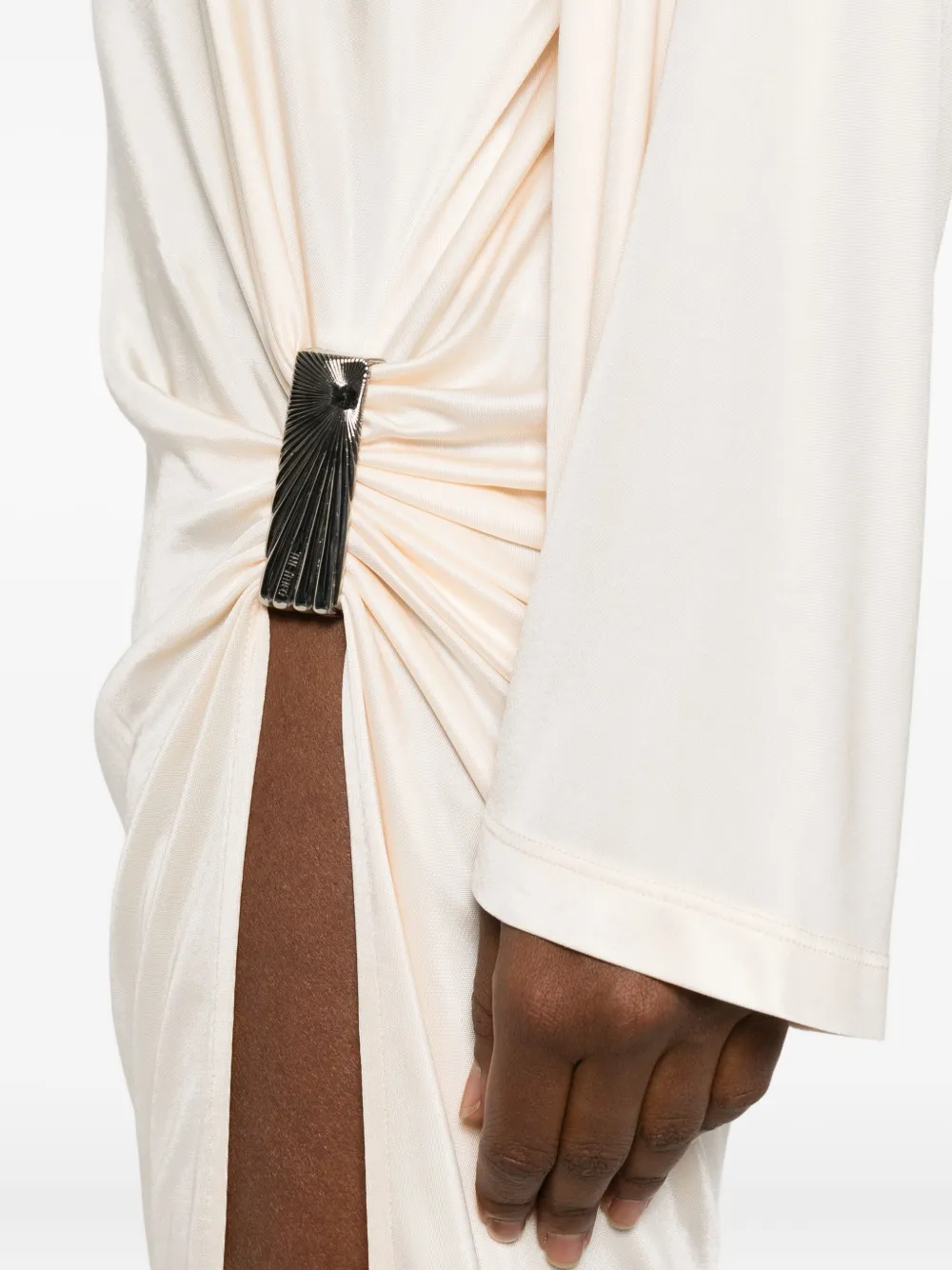 The Attico Midi-jurk met geknoopt detail Beige