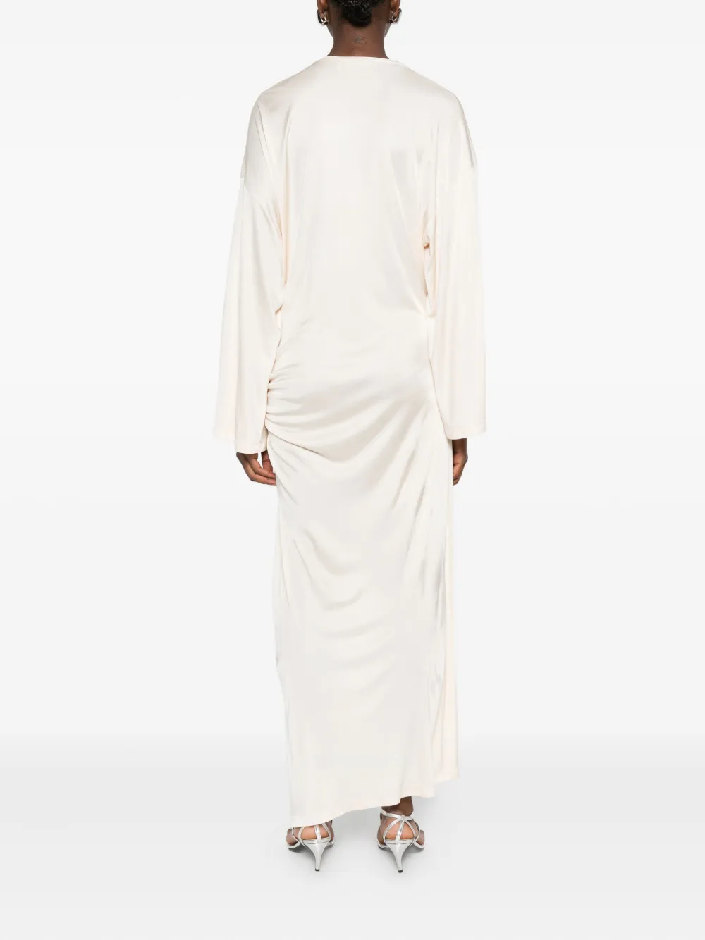 The Attico Midi-jurk met geknoopt detail Beige