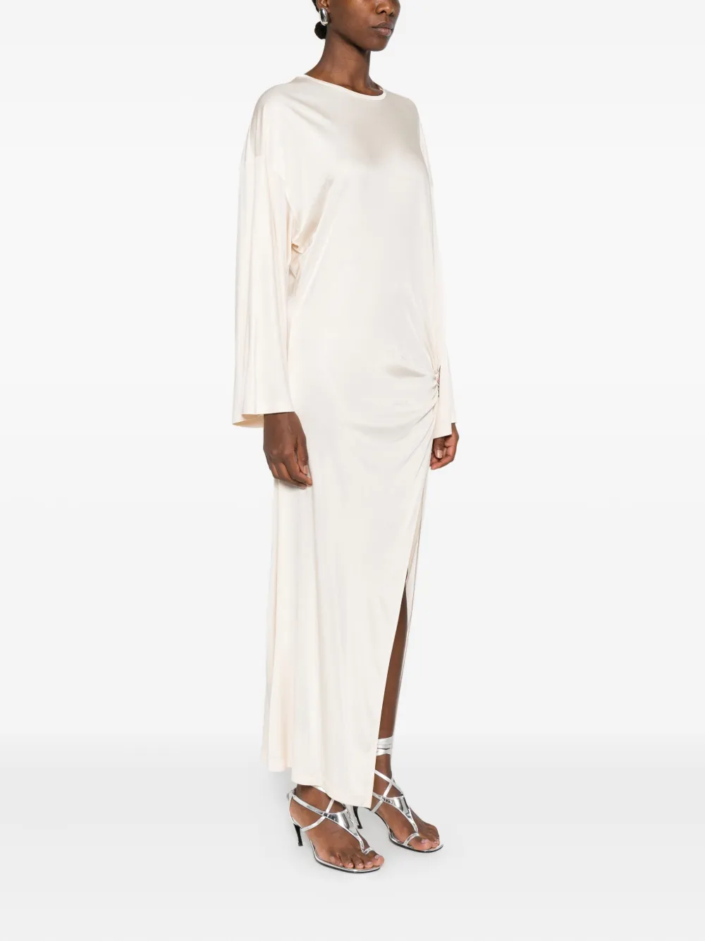 The Attico Midi-jurk met geknoopt detail Beige
