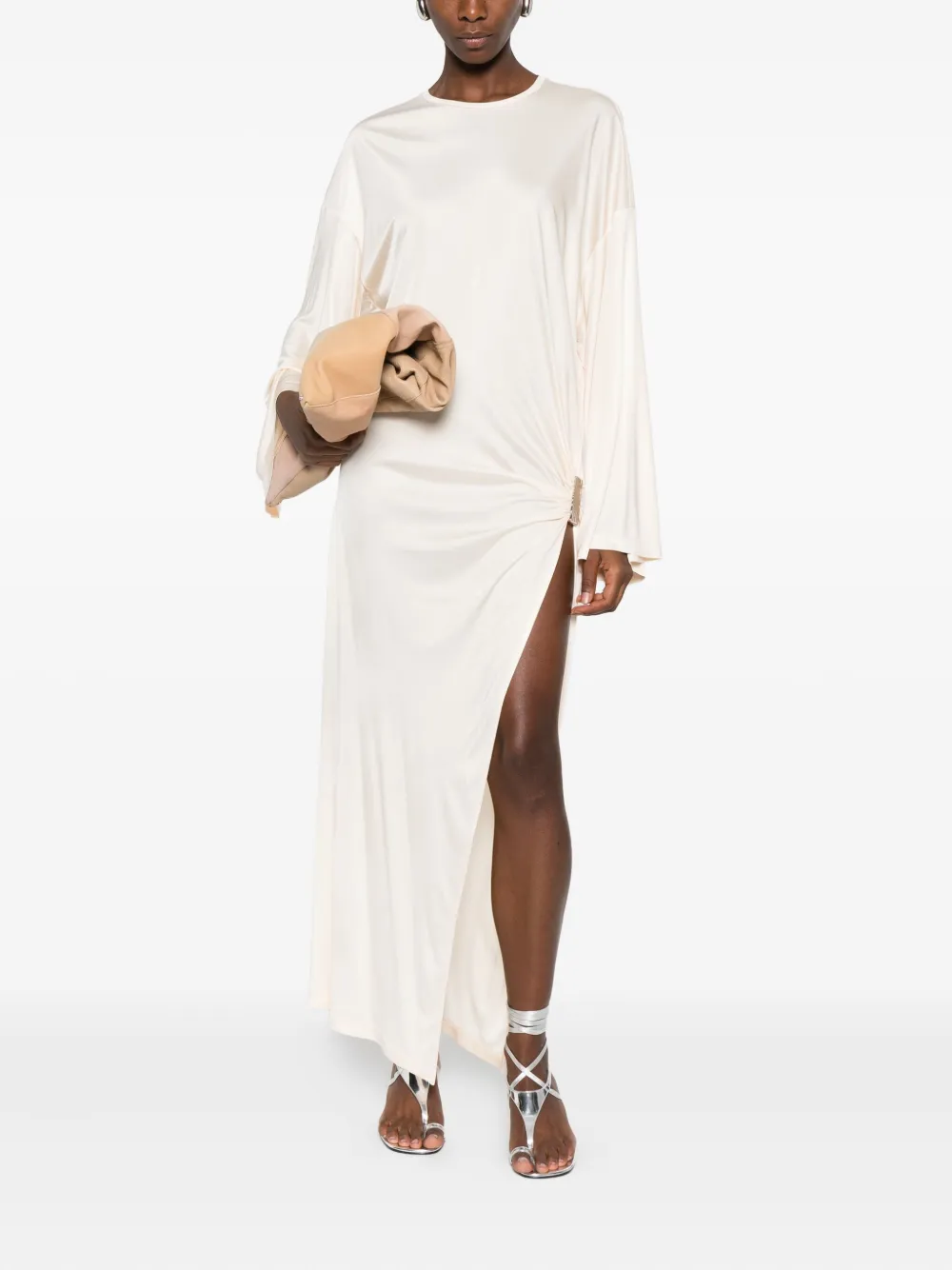 The Attico knot-detail midi dress - Beige