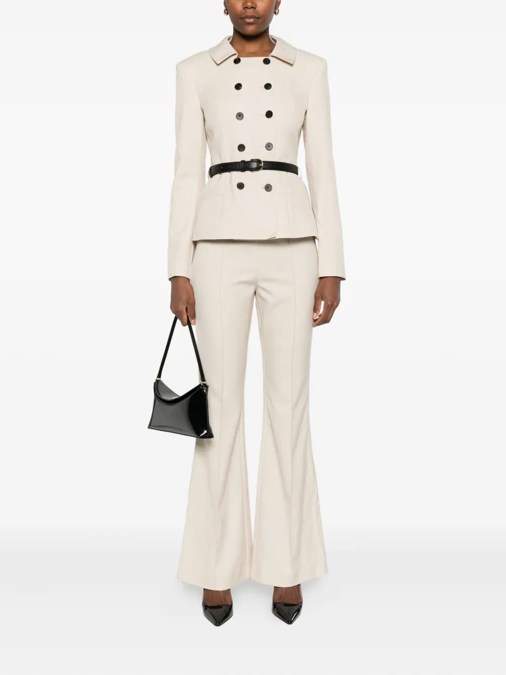 Self-Portrait double-breasted belted jumpsuit - Beige