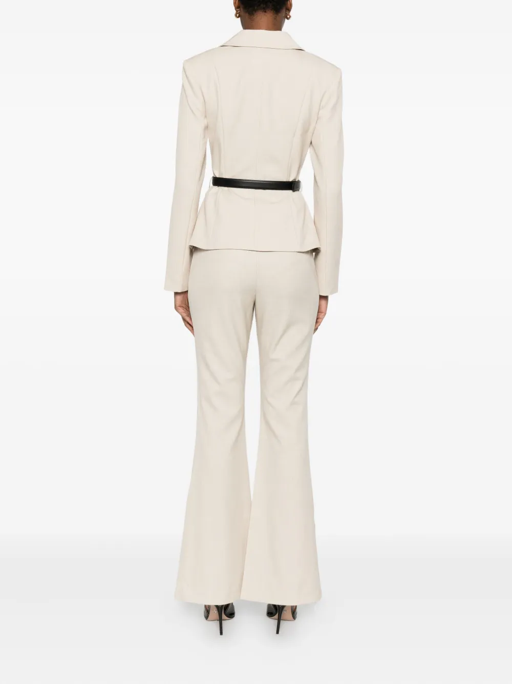 Self-portrait Double-breasted Belted Jumpsuit In Neutral