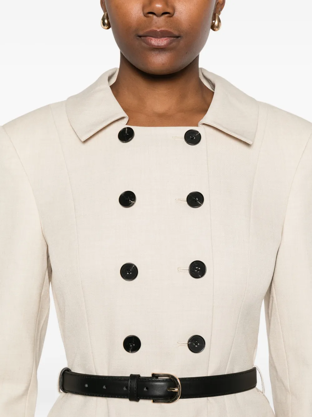 Self-portrait Double-breasted Belted Jumpsuit In Neutral
