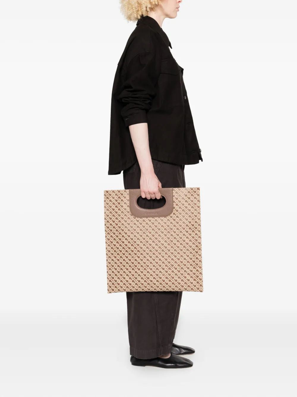 Gherardini Piattina logo-pattern tote bag - Beige