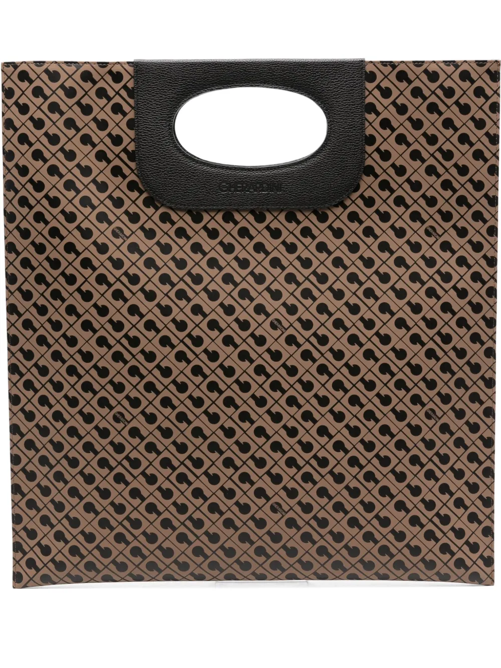 Gherardini Piattina Monogram-attern Tote Bag In Brown