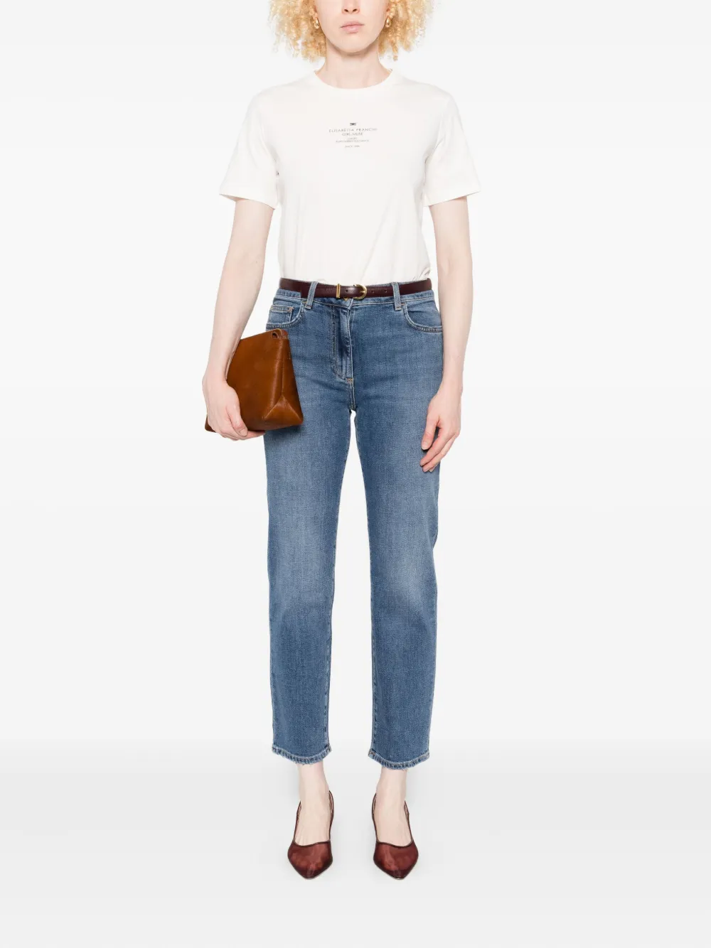 Elisabetta Franchi logo-print cotton T-shirt Wit
