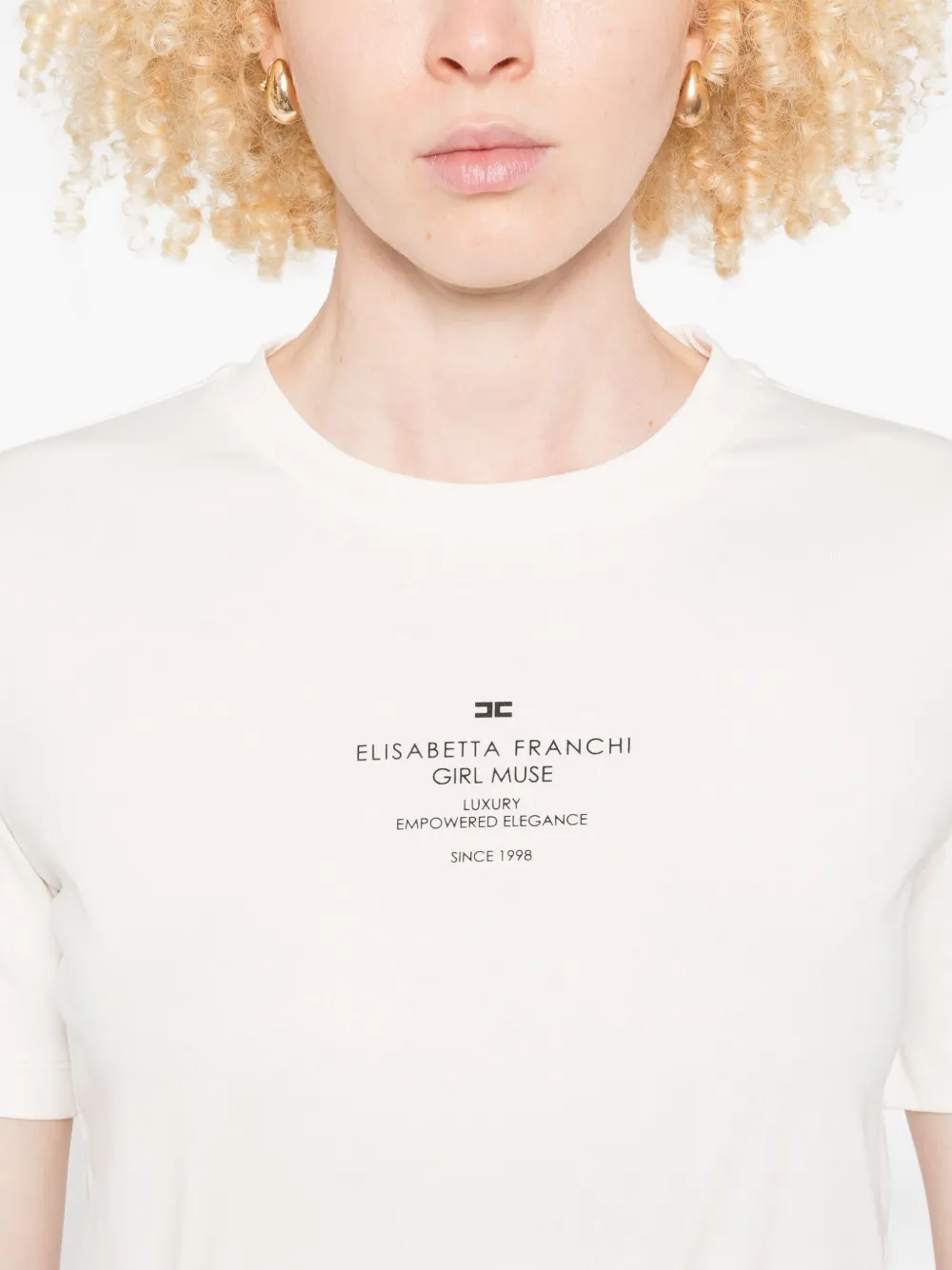 Elisabetta Franchi logo-print cotton T-shirt Wit