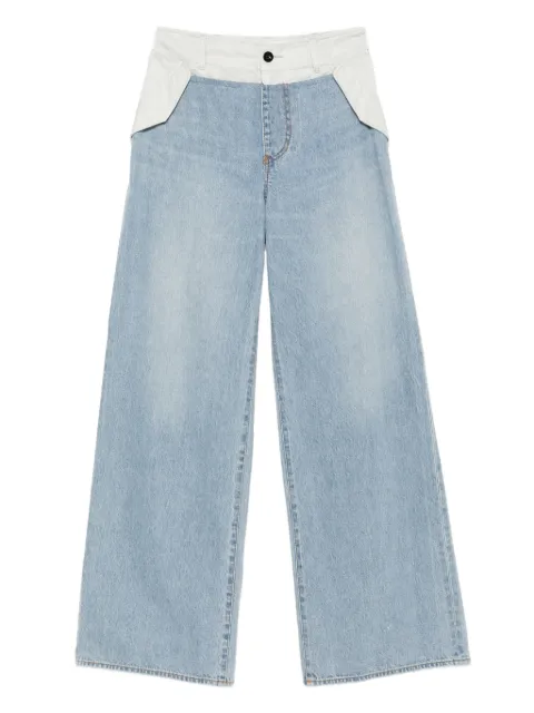 sacai panelled cotton jeans