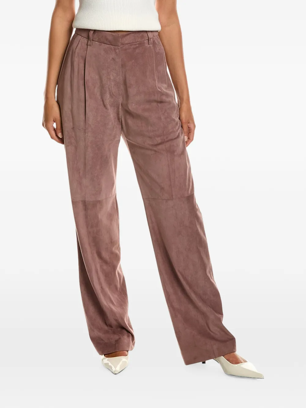 Brunello Cucinelli pleated suede trousers - Marrone