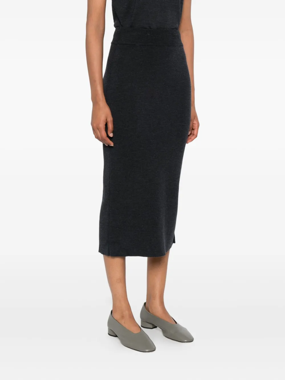 ALPHA STUDIO Geribbelde wollen midi-rok Grijs