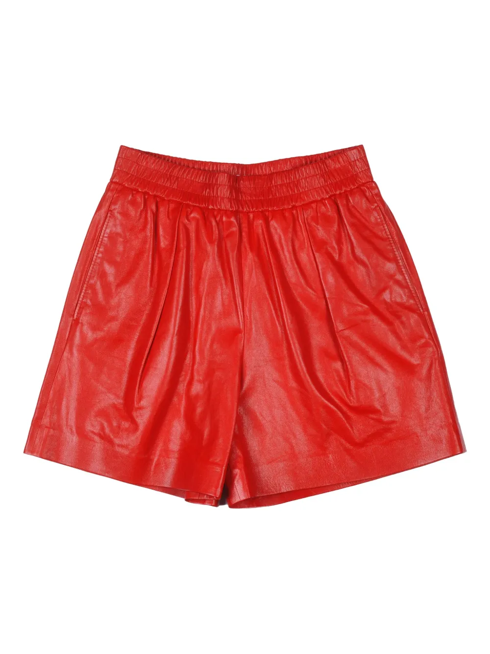 Brunello Cucinelli Geplooide leren shorts Rood