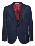 Brunello Cucinelli pinstriped buttoned blazer - Blue