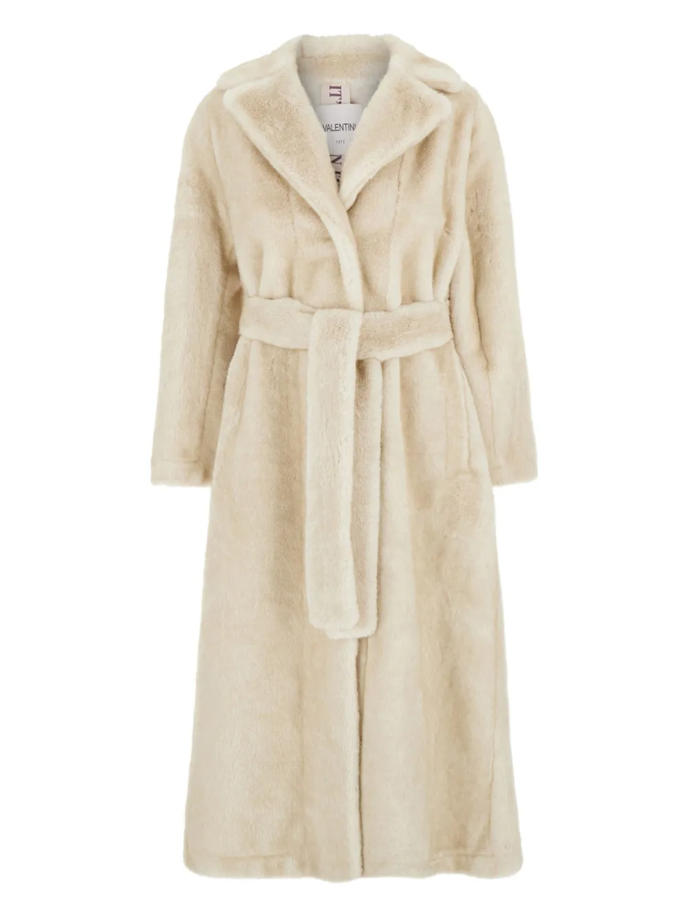 belted faux-fur coat