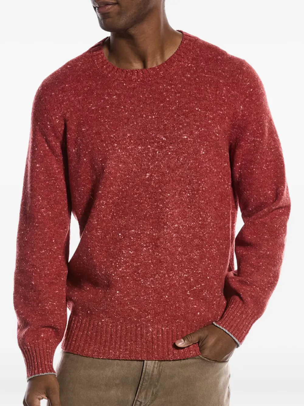 Brunello Cucinelli Gebreide trui met ronde hals en spikkels Rood