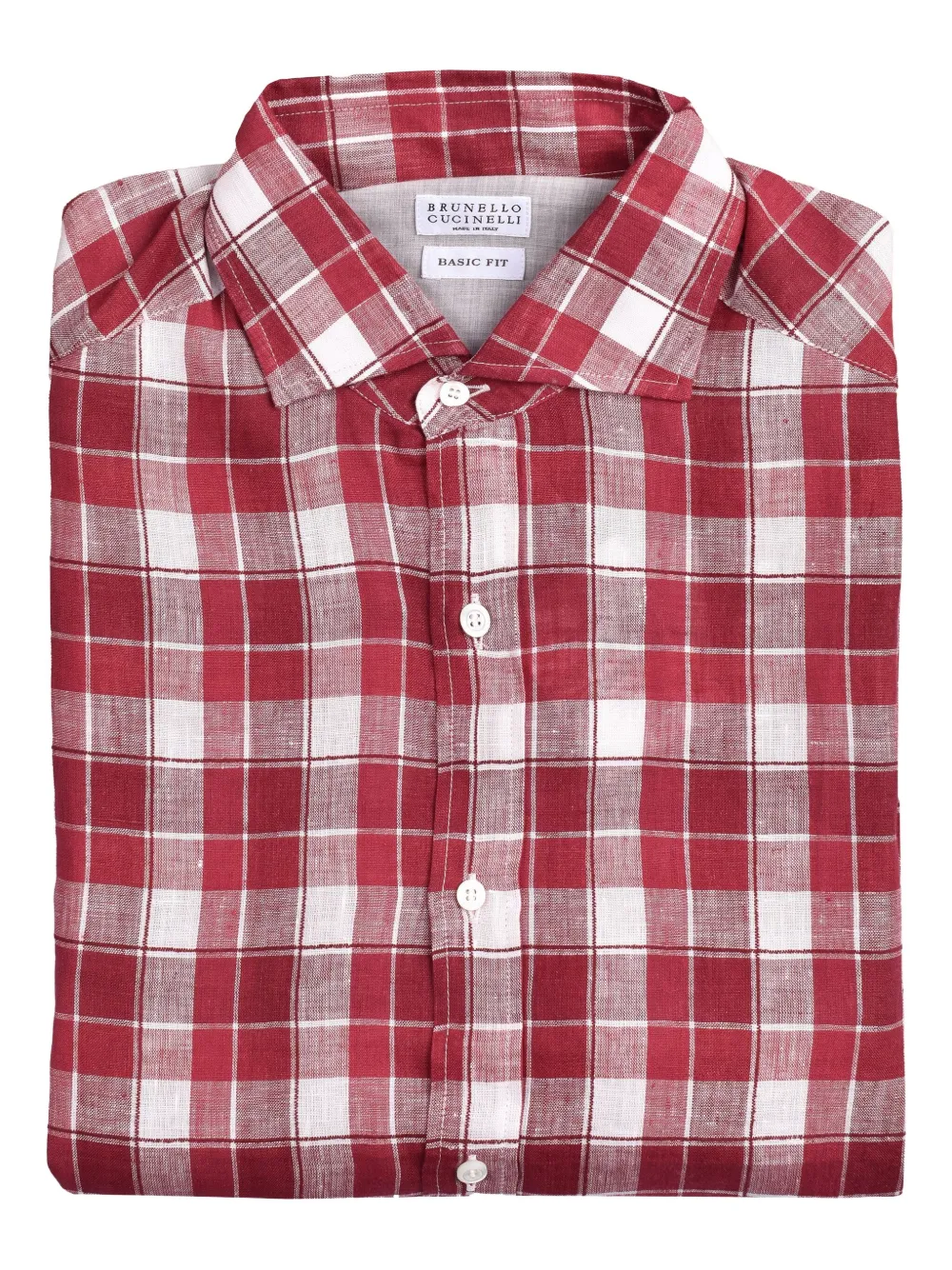 Brunello Cucinelli Geruit katoenen overhemd Rood