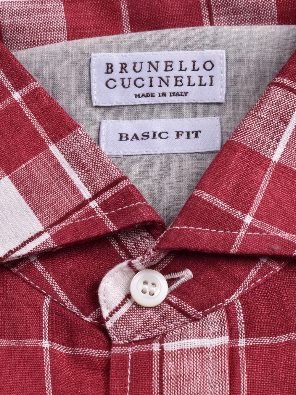 Brunello Cucinelli Geruit katoenen overhemd Rood