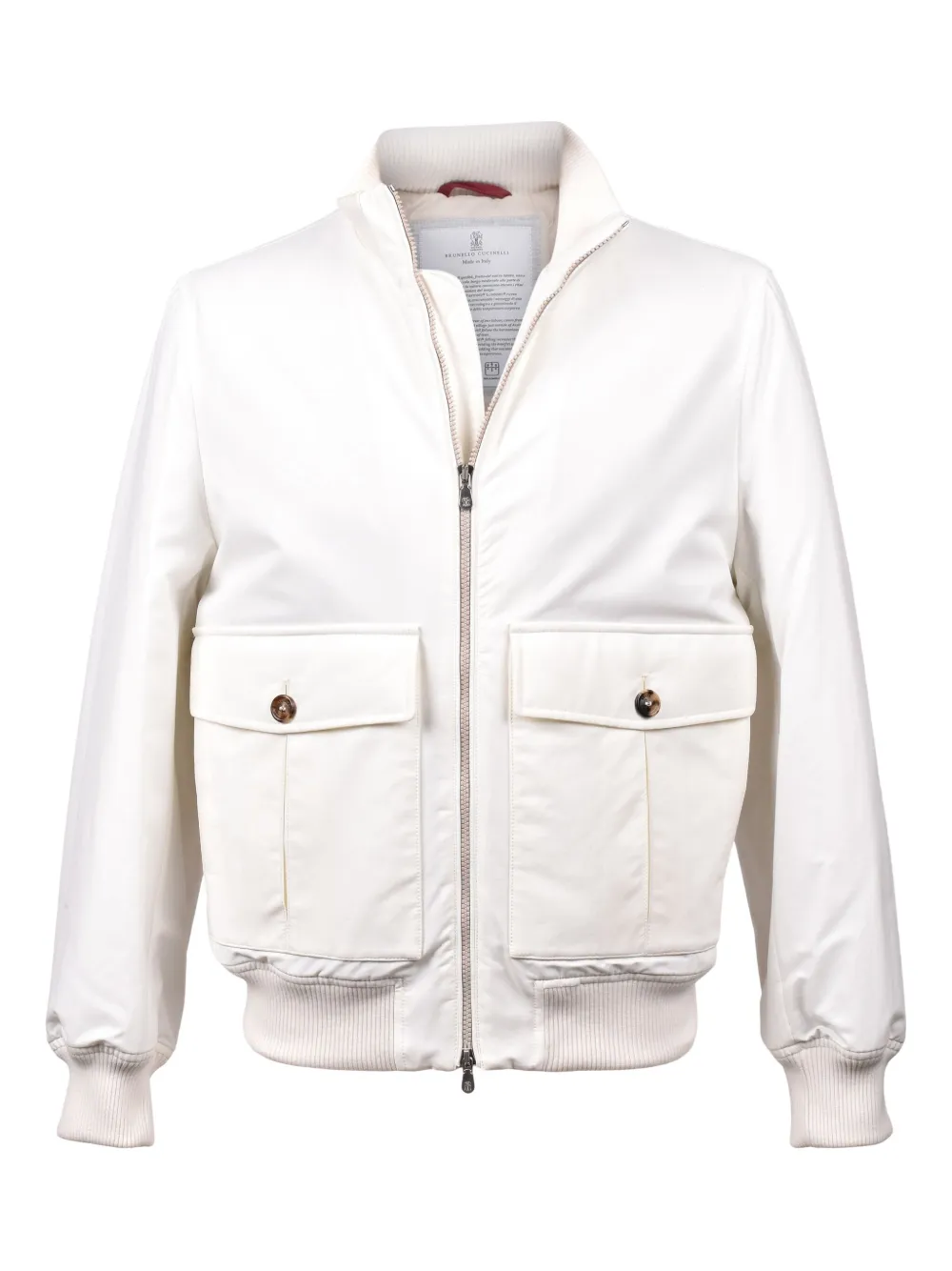 Brunello Cucinelli Jack met klepzak en rits Wit