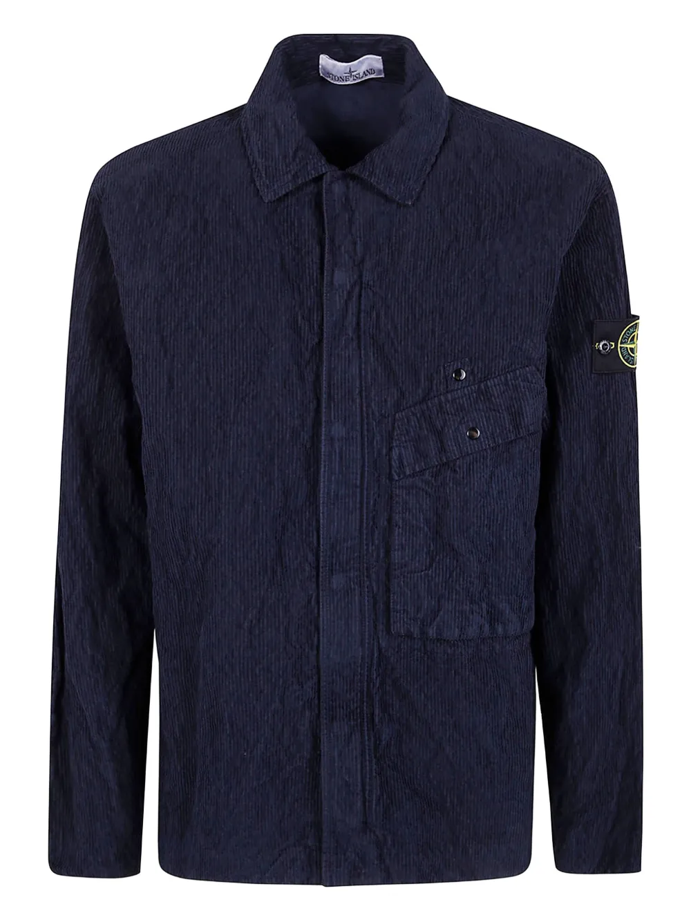 Stone Island corduroy logo-patch shirt Blauw
