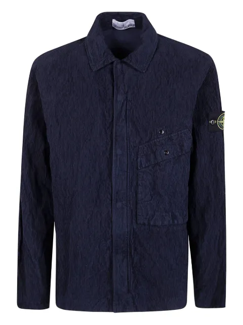 Stone Island corduroy logo-patch shirt