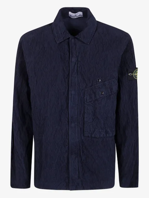 Stone Island corduroy logo-patch shirt