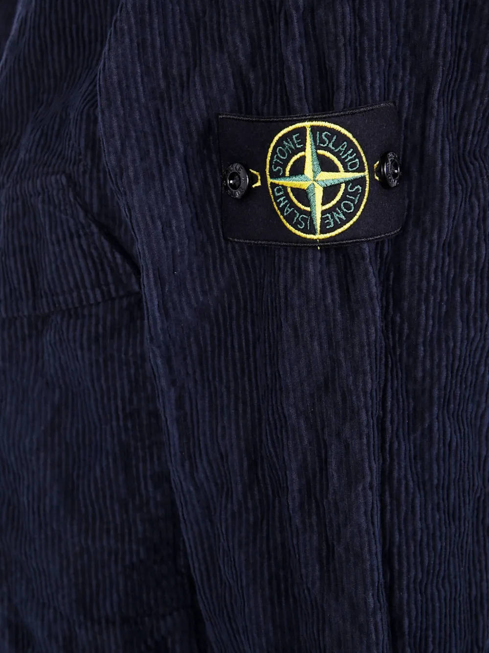 Stone Island corduroy logo-patch shirt Blauw