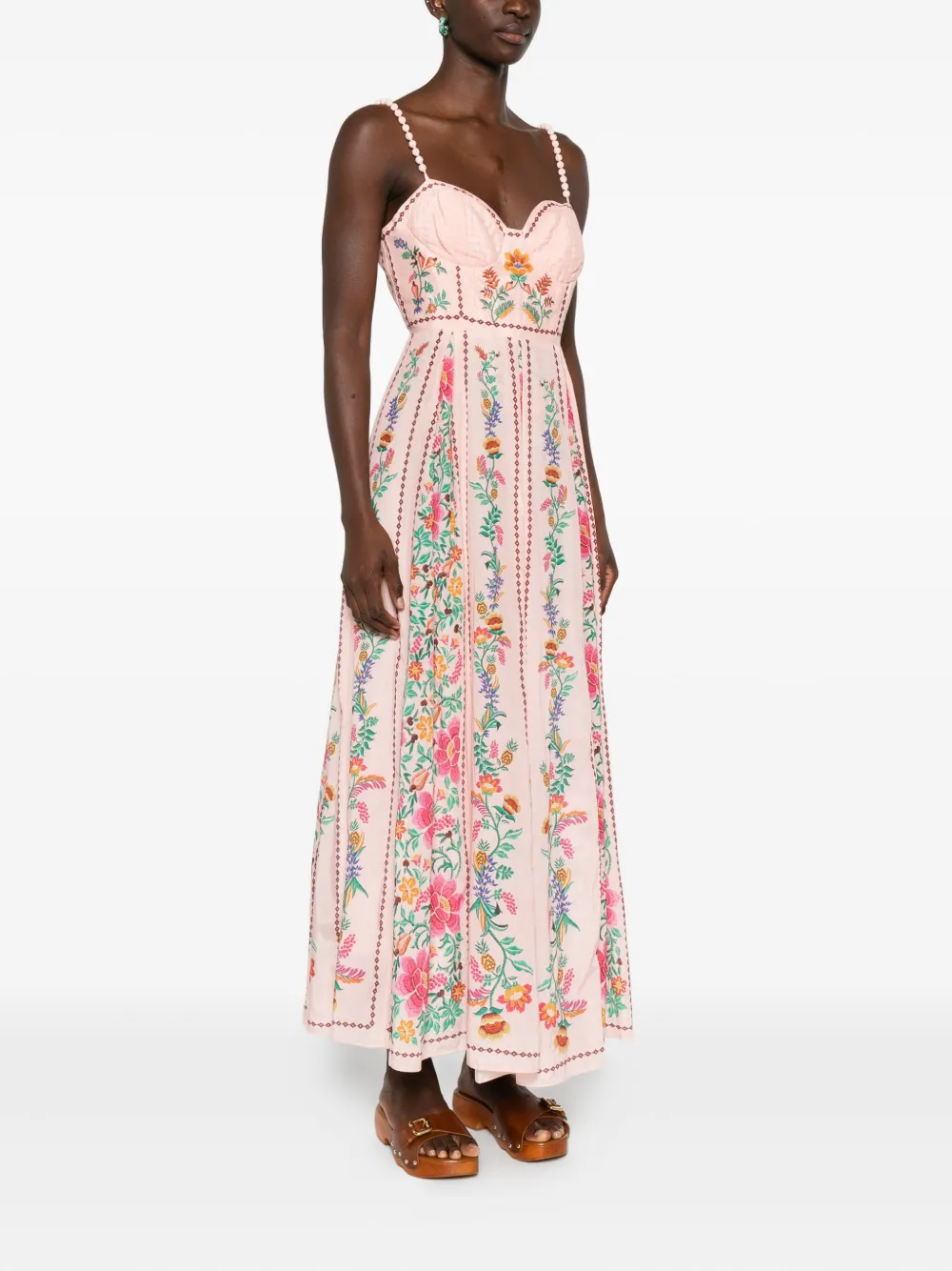 FARM Rio Delicate Forest geplooide maxi-jurk met bloemenprint Roze