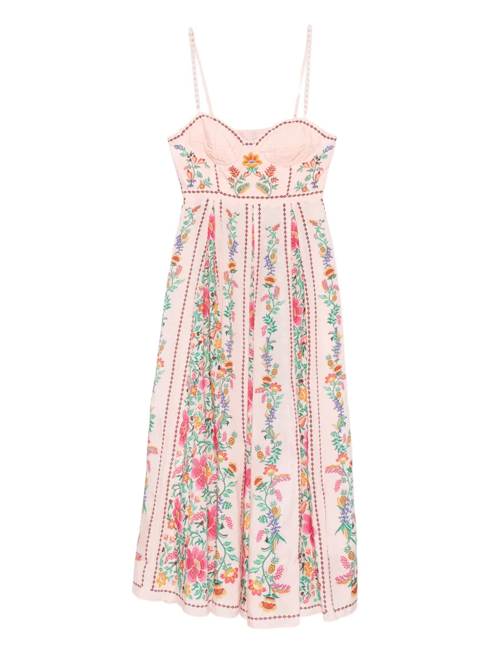 FARM Rio Delicate Forest floral-print pleated maxi dress - Rosa