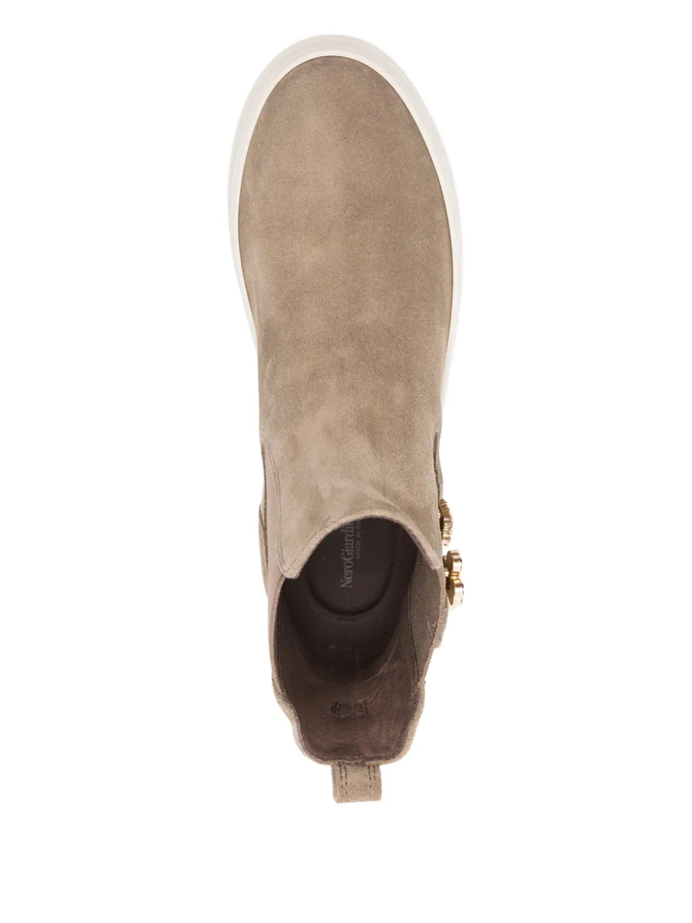 NERO GIARDINI panelled embellished suede boots Neutrals