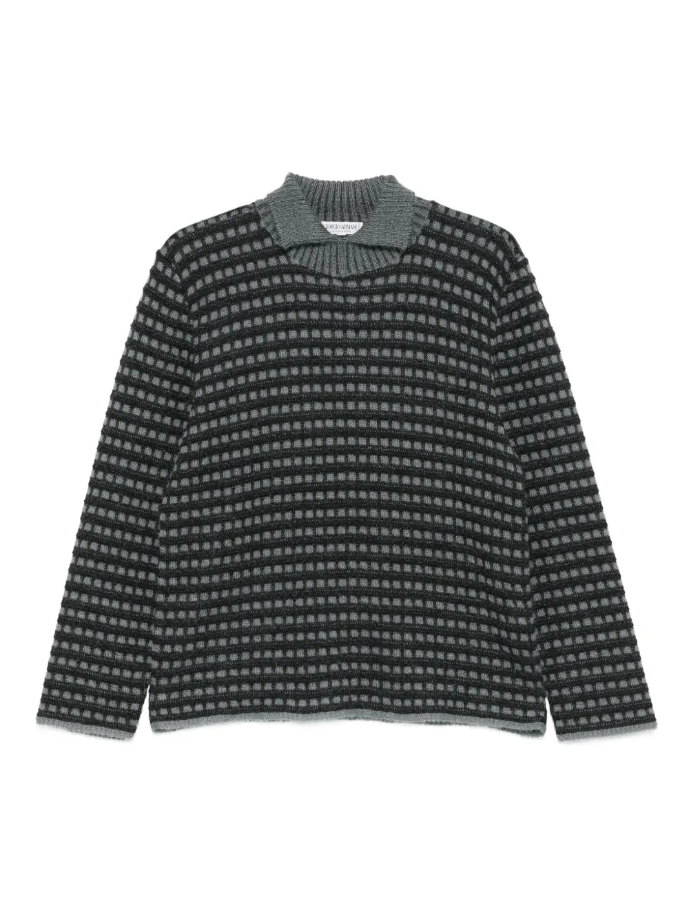 Giorgio Armani Pre-Owned 1990s checked mock-neck sweater | Grey | Image 1