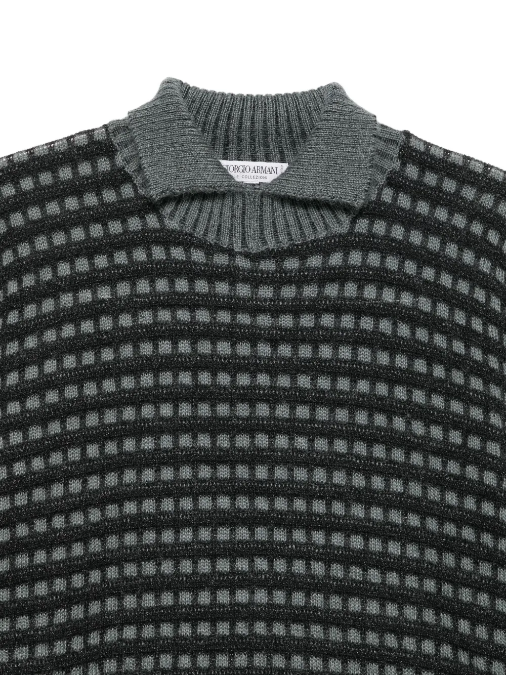 Pre-owned Giorgio Armani 1990s Checked Mock-neck Sweater In Gray