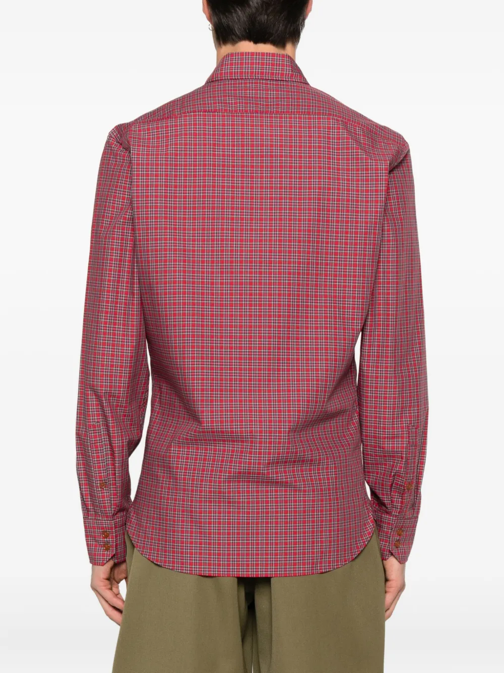 Vivienne Westwood Mens Red Ghost Checked Cotton Shirt In Red