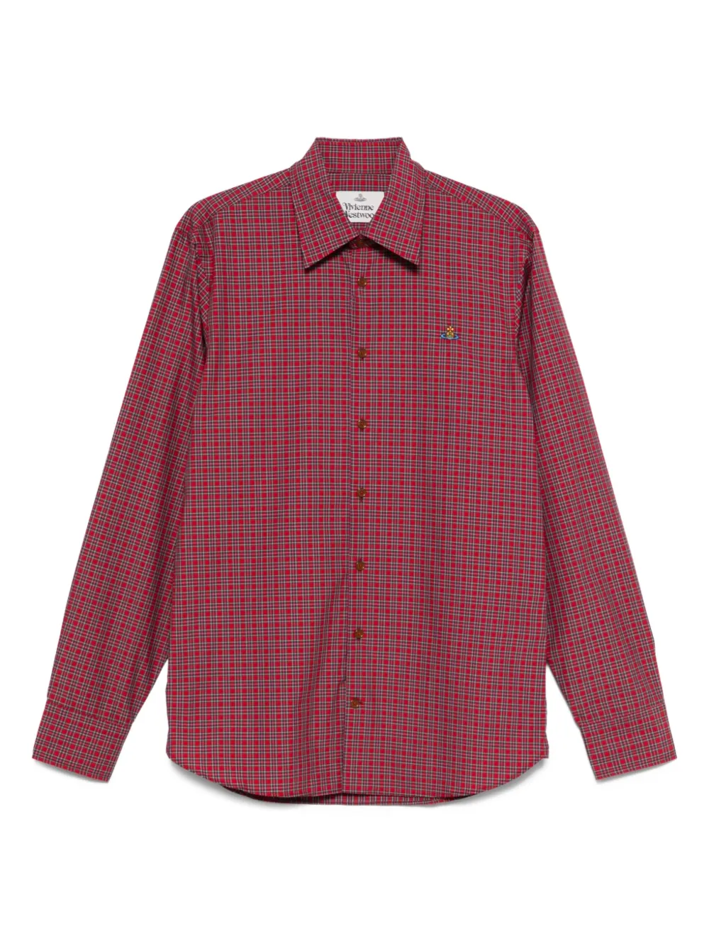 Vivienne Westwood Mens Red Ghost Checked Cotton Shirt In Red