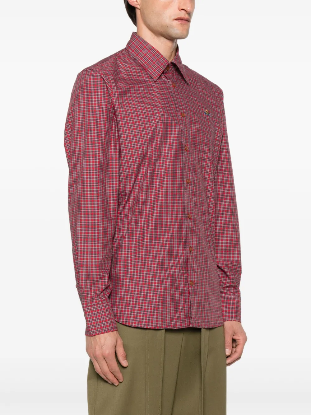 Vivienne Westwood Mens Red Ghost Checked Cotton Shirt In Red