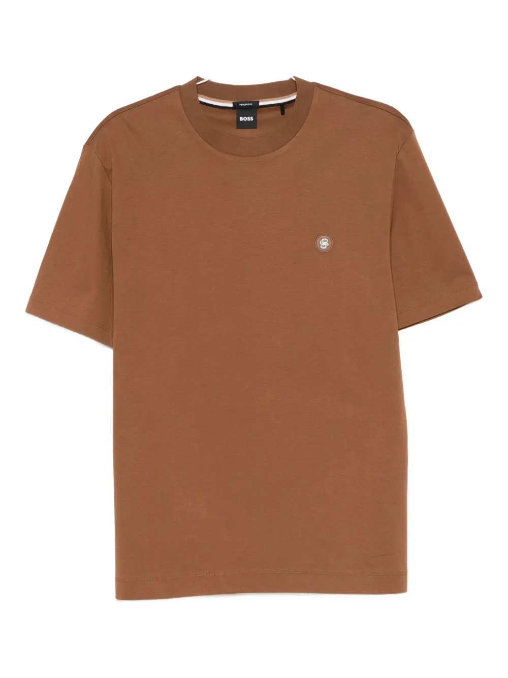 Hugo Boss Regular-fit T-shirt In Cotton With Monogram Print In Brown