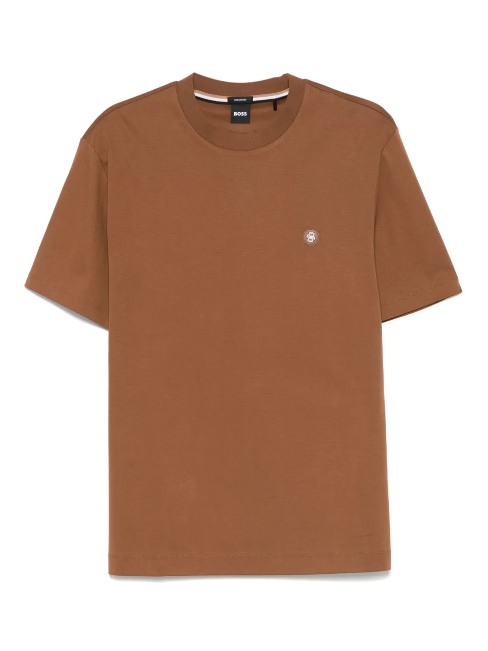 BOSS T-shirt met logodetail Bruin