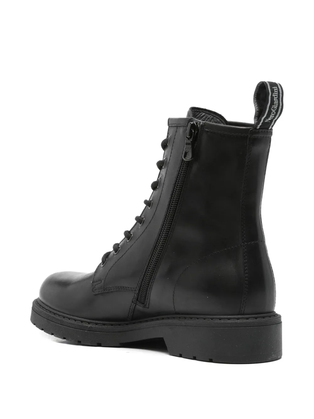 NERO GIARDINI lace-up zip-detail combat boots Black