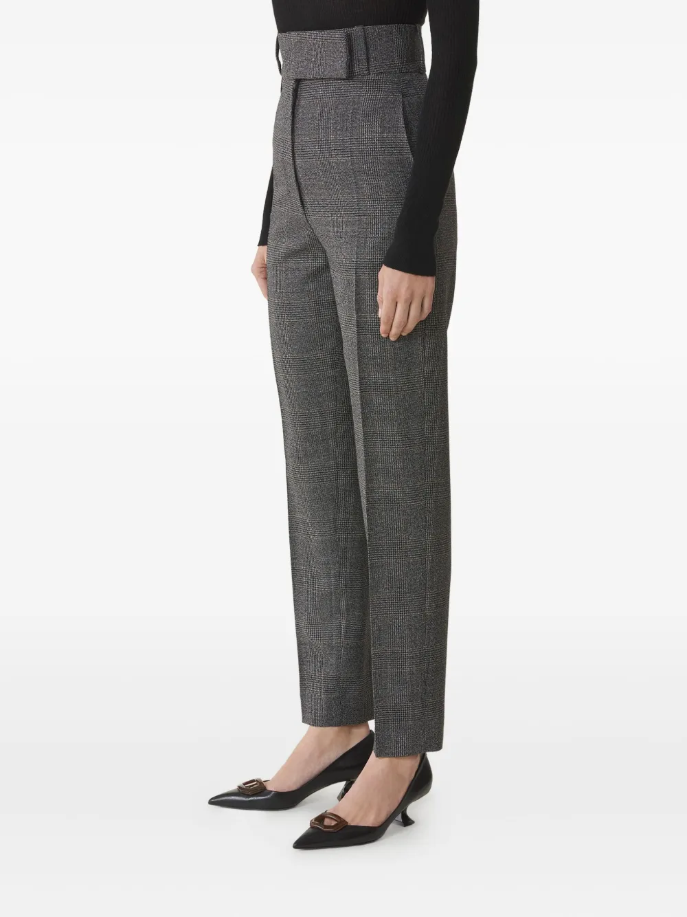 Lanvin High-waisted Checked Trousers In Gray